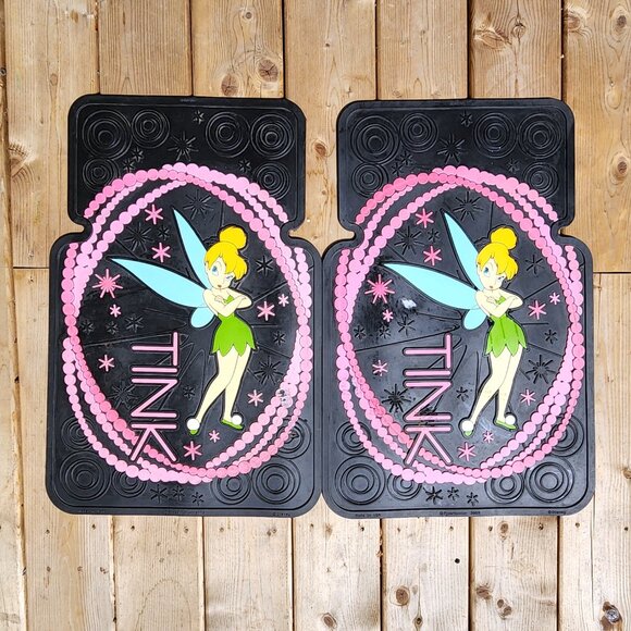 Tinker Bell Rubber Car Floor Mats Plasticolor Front Pair 2005 Disney Made in USA - Picture 1 of 16
